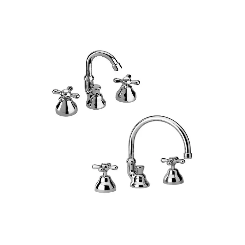 Set rubinetti per bagno doppia a tre fori in colore cromo Paini Liberty KITLIB1CR