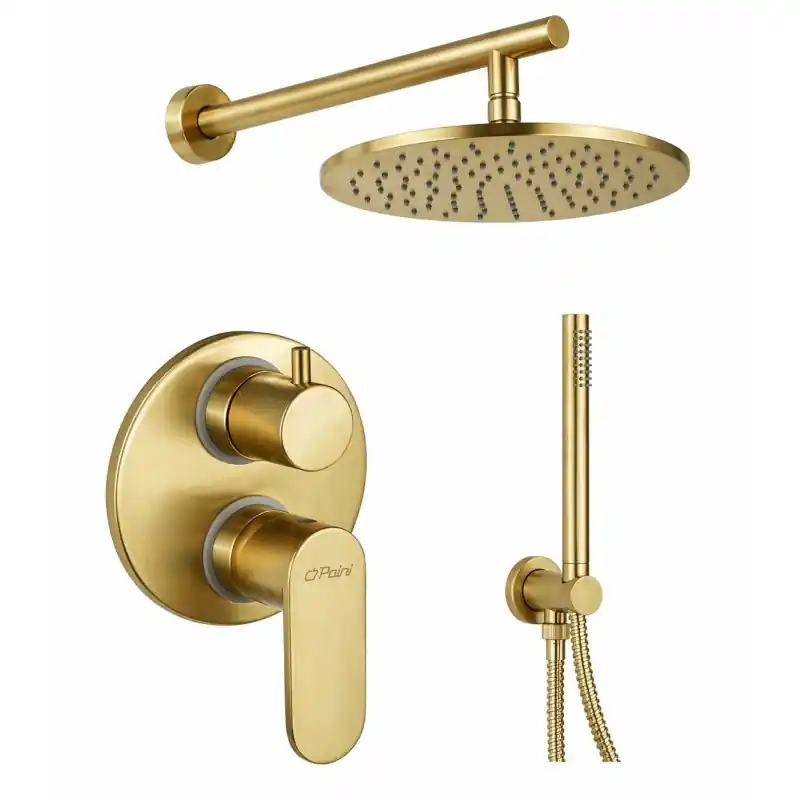 Kit de douche PVD or brossé avec encastré Paini Domus 18PJ433D