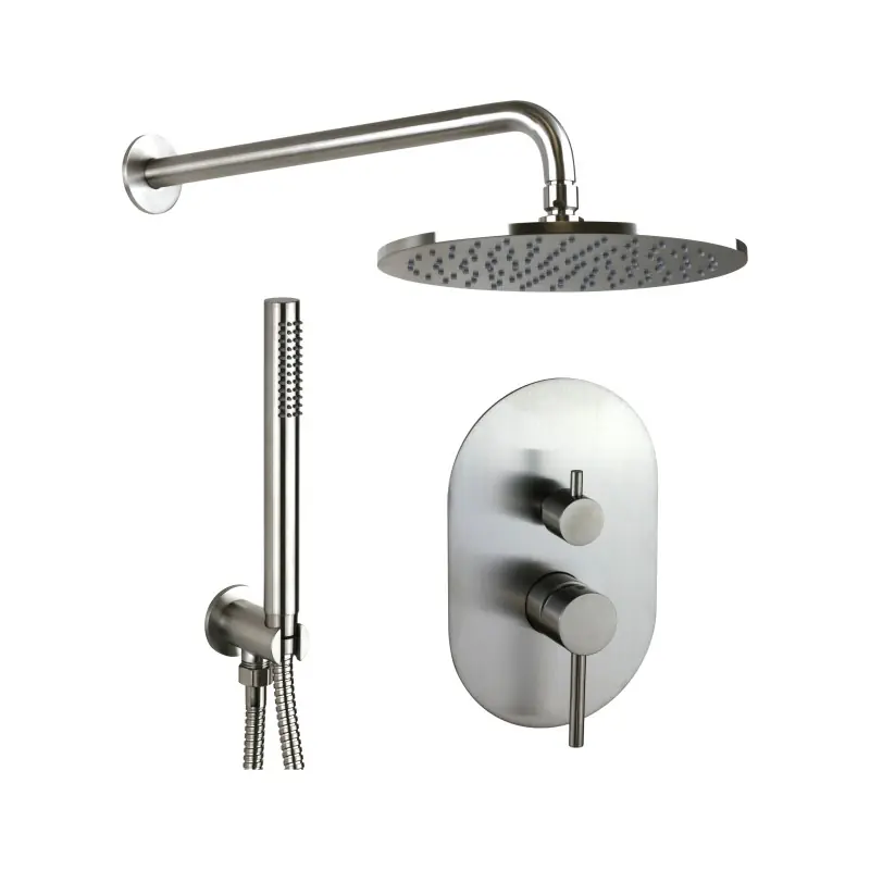 Kit de douche rond complet en acier AISI 316 Pollini Jessy Steel CY10407255AS