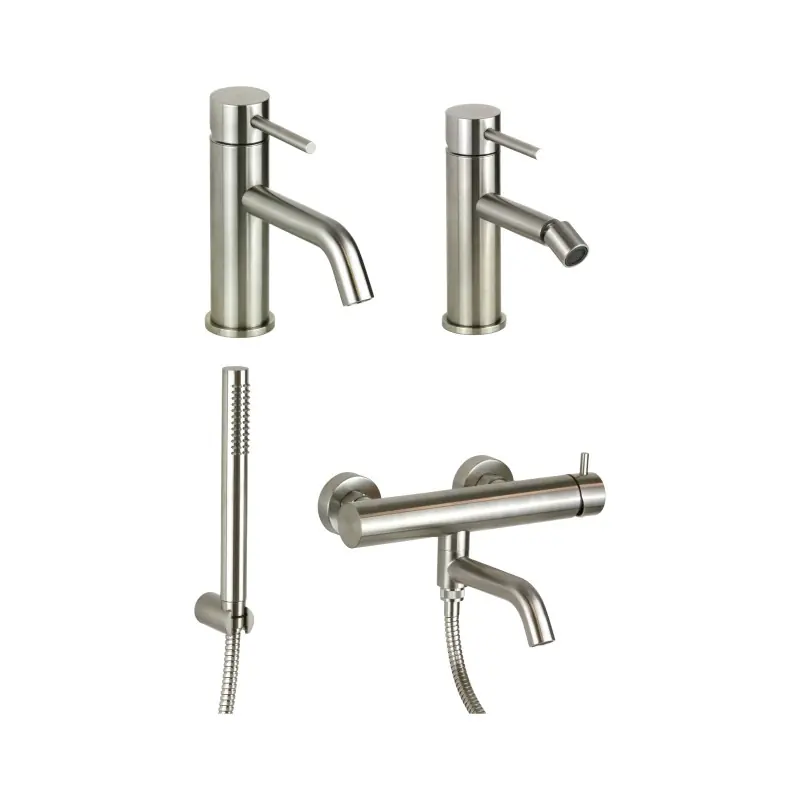 Kit complet évier, bidet et mitigeur de bain en acier AISI 316 Pollini Jessy Steel KITJESSYSTEEL4