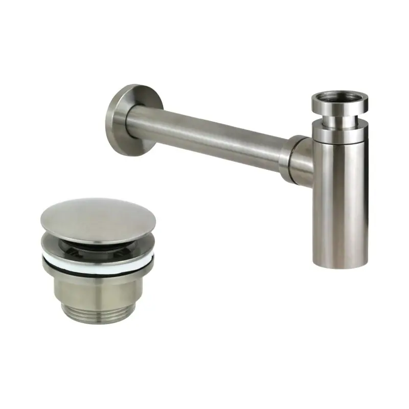Ensemble complet de drain et siphon en acier AISI 316 Pollini Jessy Steel KITJESSYSTEEL5