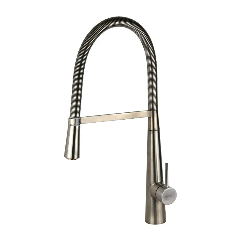 Mitigeur d‘évier de cuisine avec bec à ressort réglable de couleur acier brossé Mamoli Pico 7240M000000F