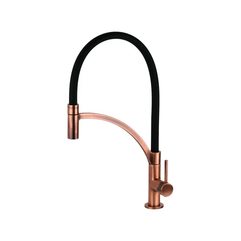 Mitigeur d‘évier de cuisine en cuivre avec bec en silicone noir Pollini Senso MXCUMC27CZ1