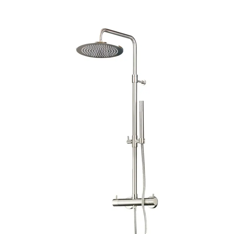 Colonne de douche mécanique, modèle rond, couleur acier brossé Pollini Jessy 40P10264B0NS