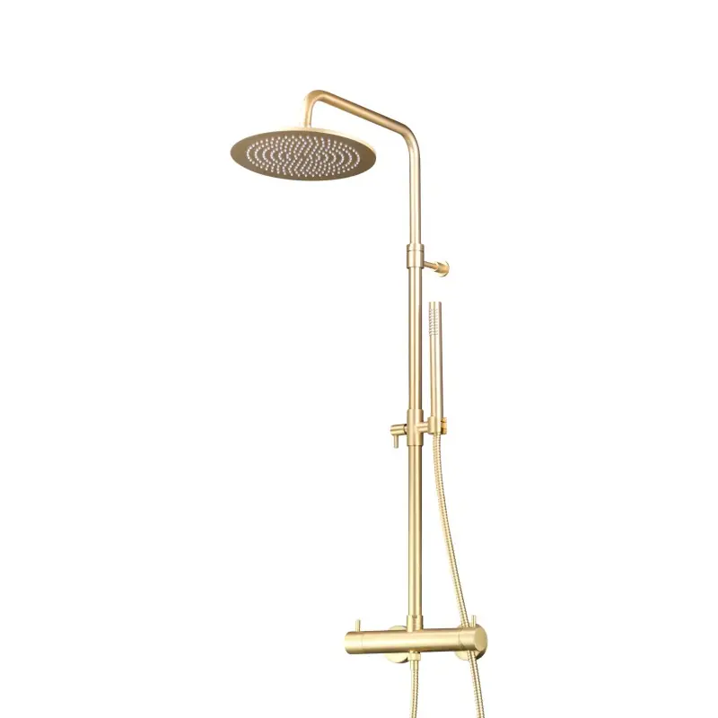 Colonne de douche mécanique modèle rond en couleur or brossé Pollini Jessy 40P10264B0OS