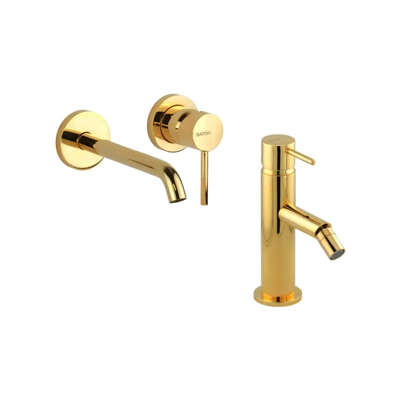 Ensemble mitigeur lavabo et bidet mural couleur or Gattoni Easy KITEASYDO3