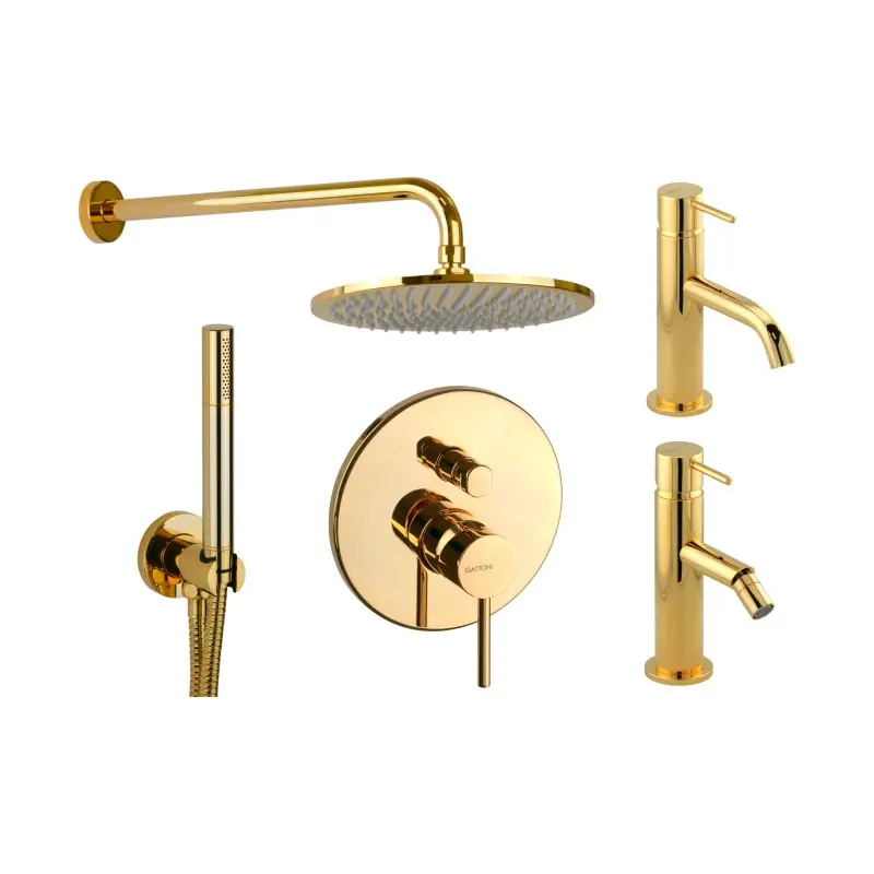 Ensemble de mitigeur d‘évier, mitigeur de bidet et kit de douche de couleur or Gattoni Easy KITEASYDO4