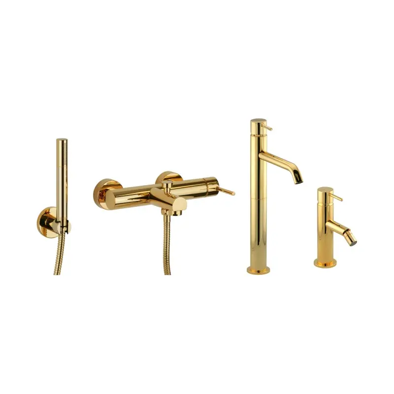 Ensemble mitigeur lavabo haut, mitigeur bidet et kit baignoire couleur or Gattoni Easy KITEASYDO8
