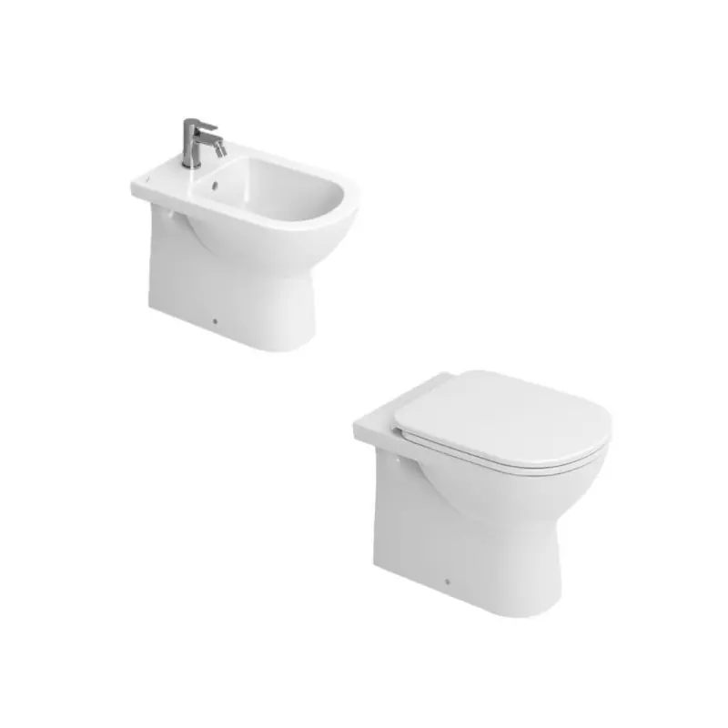 Kit WC et bidet pour installation au sol à fleur de mur en blanc Dolomite Gemma2 KITGEMMA21