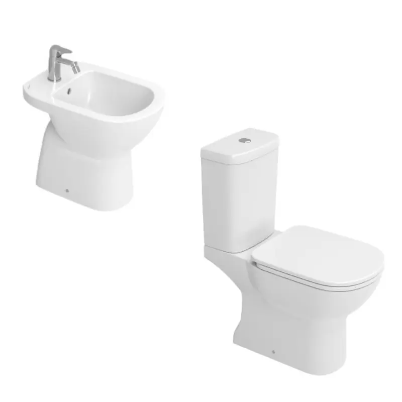 Kit WC et bidet monobloc blanc pour installation au sol Dolomite Gemma2 KITGEMMA23