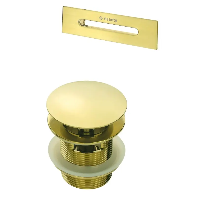 Kit d‘accessoires de baignoire, bouchon de vidange et de trop-plein de couleur or brossé DEANTE KYY_R10B