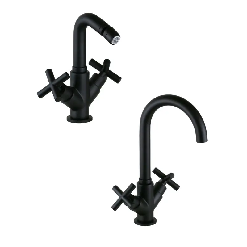Kit de robinetterie monotrou à double levier de couleur noir mat Gattoni KITTAOLOS2