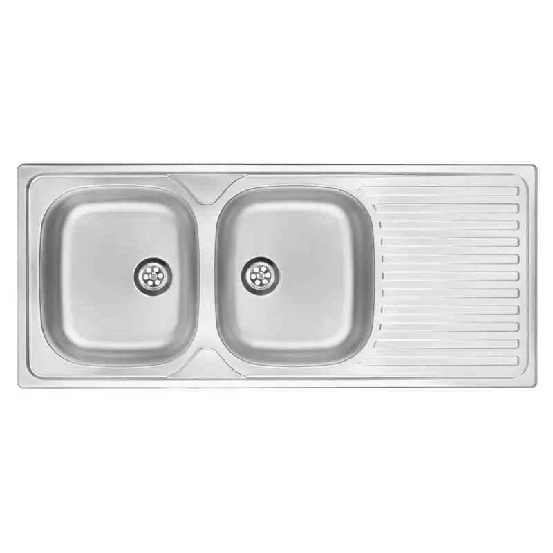 Évier de cuisine double cuve avec égouttoir 1165 x 500 mm en acier inoxydable Deante Techno ZEU_0210