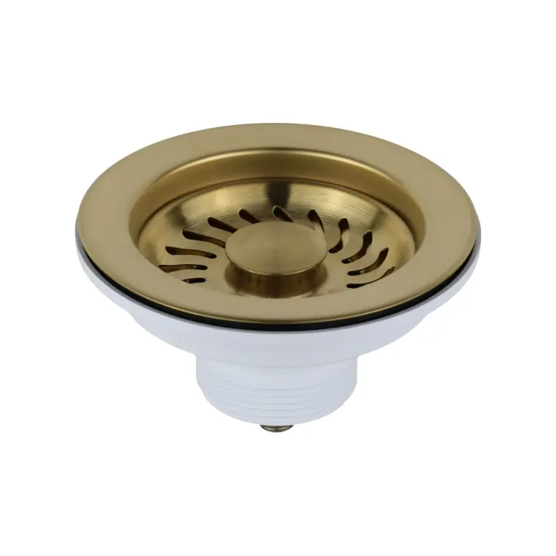 Bonde de panier universelle pour évier de cuisine Ø 114 mm PVD or brossé L.B. Plast Fasolo 550-46-RFSS-KOL
