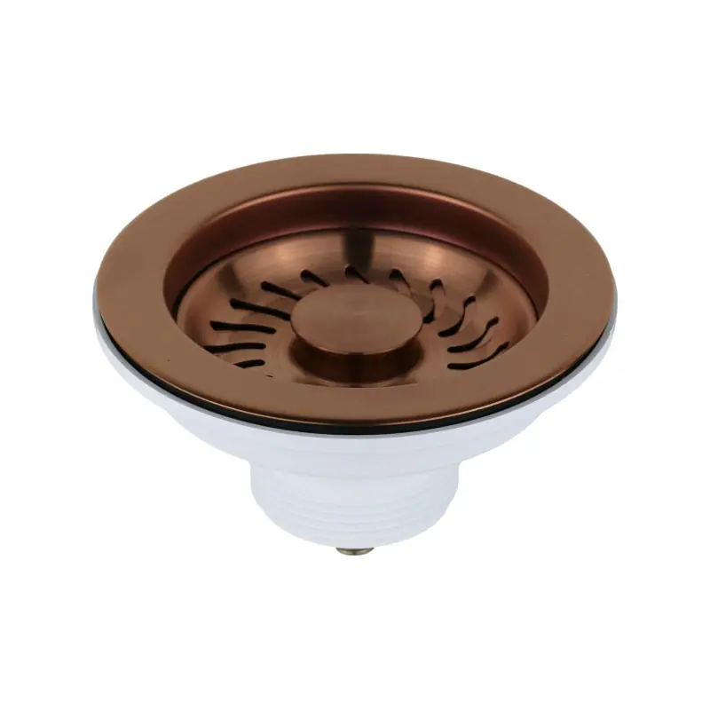 Bonde de panier universelle pour évier de cuisine Ø 114 mm PVD cuivre brossé L.B. Plast Fasolo 550-46-RFSS-VAN