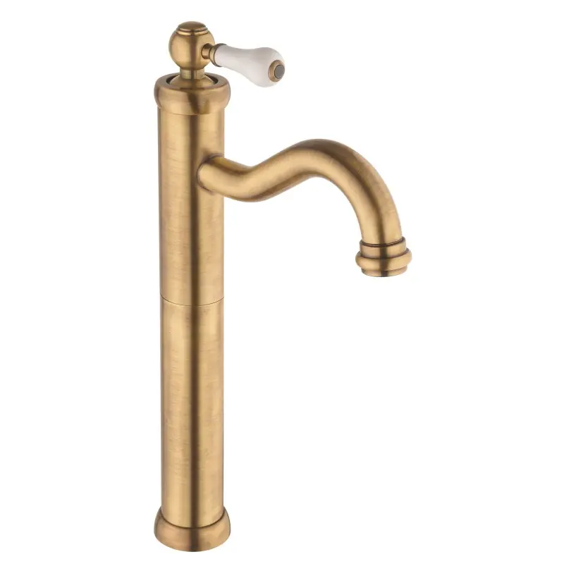 Mitigeur de lavabo à bec haut de couleur bronze de style rétro Piralla Como 0TOF3493A21