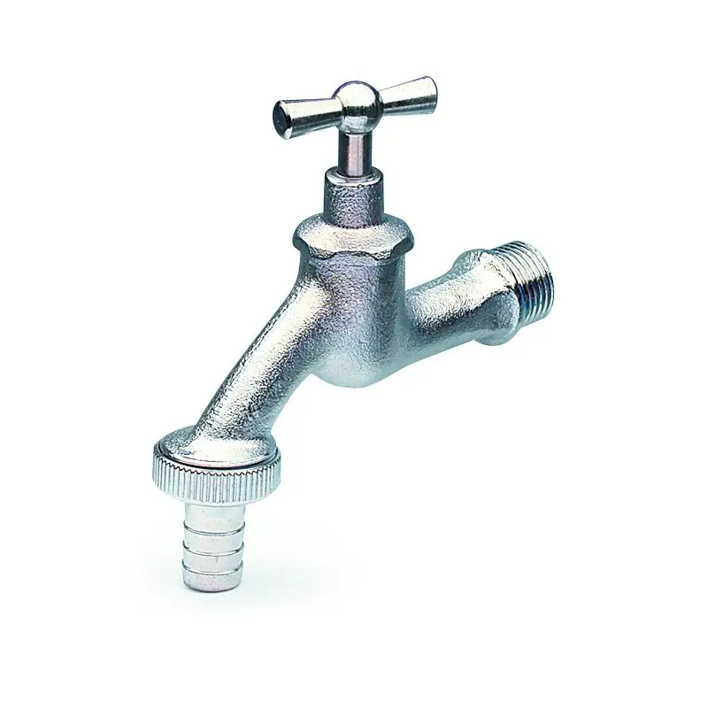 Robinet de jardin type allemand chromé sablé avec support tuyau APM 070CS 01520