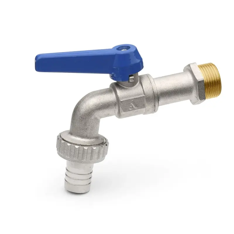Robinet à bille avec support de tuyau type lourd levier en aluminium bleu 1/2" APM 2090B 015