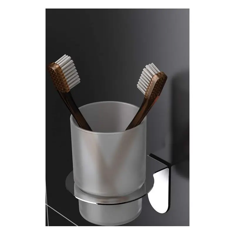 Porte-verre en acier poli avec fixation adhésive Capannoli Easy YE103 VS55A