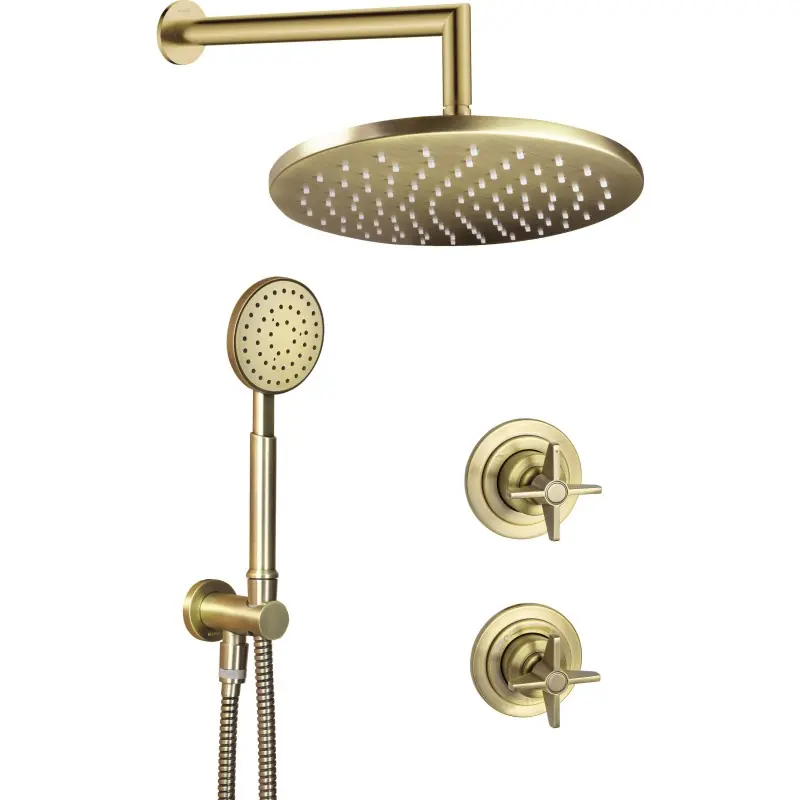 Kit de douche complet avec mitigeur à encastrer en laiton brossé Deante Temisto NAC_M9QT