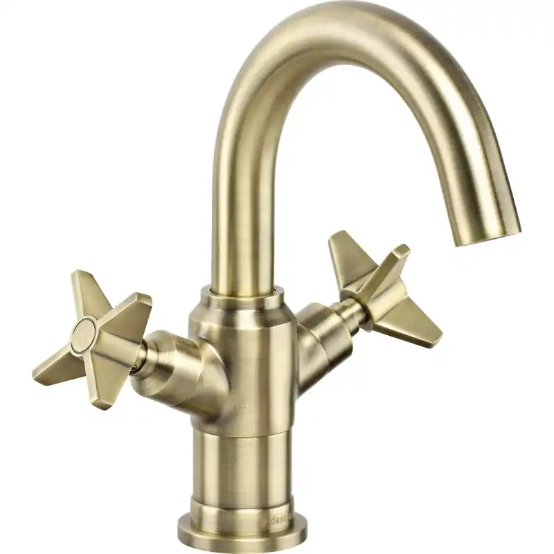 Mitigeur lavabo monotrou double levier couleur laiton brossé Deante Temisto BQT_M20D
