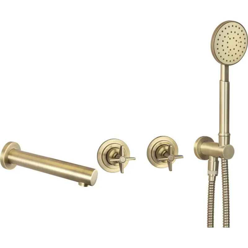 Ensemble de baignoire avec mitigeur mécanique 2 voies couleur laiton brossé Deante Temisto BQT_M18P