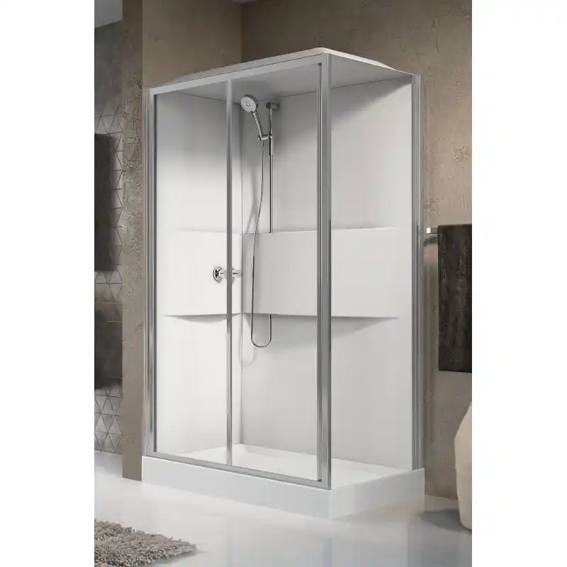 Cabine de douche multifonction 120 x 80 cm version standard 1 porte coulissante Novellini Media 2.0 2P ME22P120M-1AB