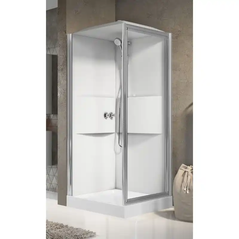 Cabine de douche multifonction 90x90 1 porte battante version standard Novellini Media 2.0 GF ME2GF90M-1AB