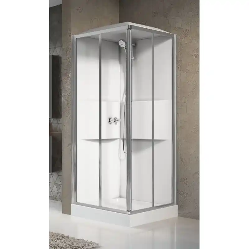Cabine de douche multifonction 80 x 80 2 portes coulissantes et 2 portes fixes Novellini Media 2.0 A ME2A80M-1AB