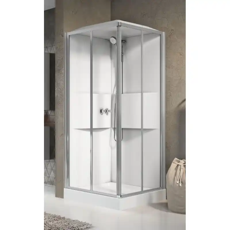 Cabine de douche multifonction 90 x 90 2 portes coulissantes et 2 portes fixes Novellini Media 2.0 A ME2A90M-1AB