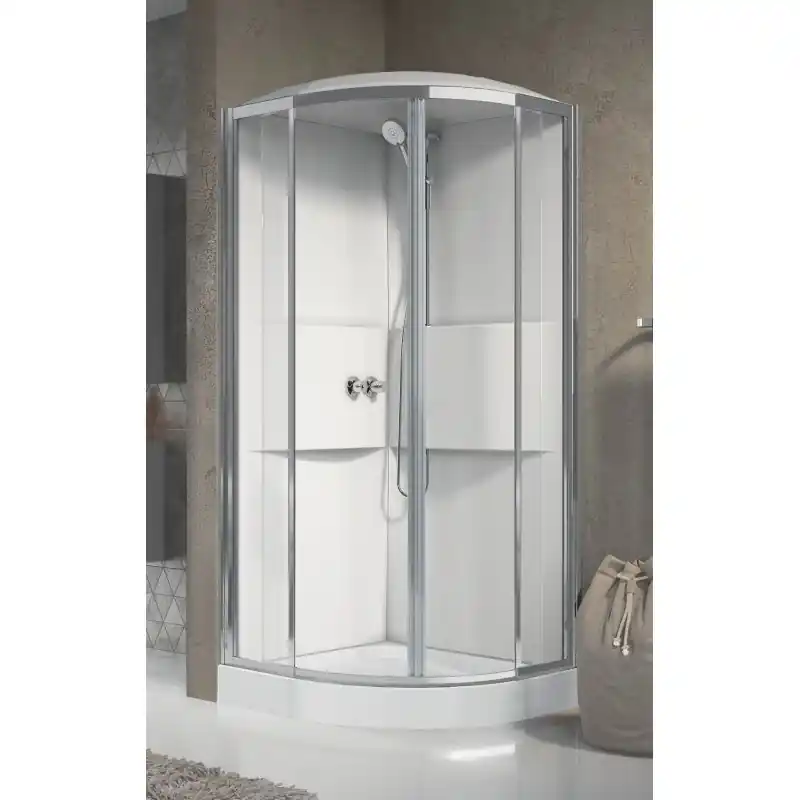 Cabine de douche multifonction semi-circulaire 90 x 90 2 portes coulissantes Novellini Media 2.0 R ME2R90M-1AB