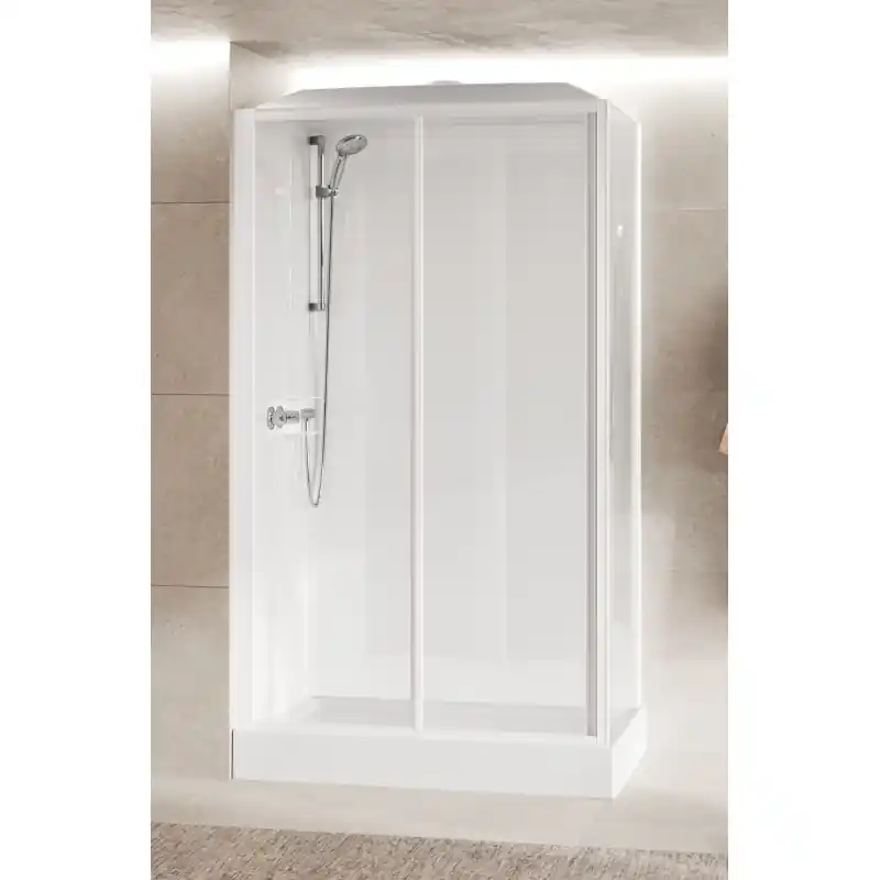 Cabine de douche 120 x 80 avec 1 porte coulissante et 1 ouverture fixe en ligne Novellini Media Glass 2P MEG2P120MF-1AA