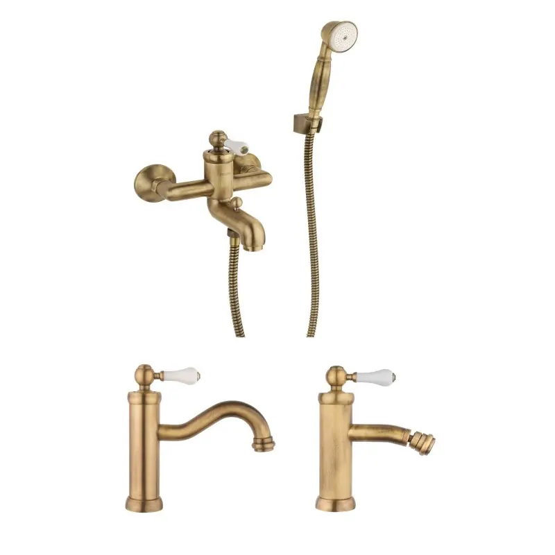 Ensemble complet de robinetterie de couleur bronze Piralla Como KITCOMOOF3