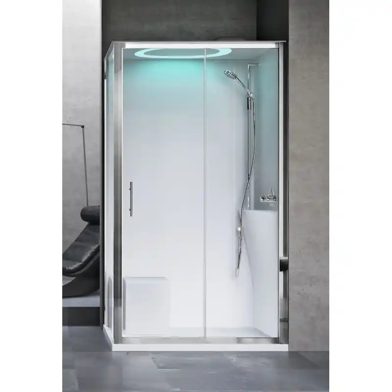 Cabine douche multifonctionnelle 120 x 90 modèle standard version droite éclairage LED intégré Novellini Eon 2P EON2P290DTT-1AB
