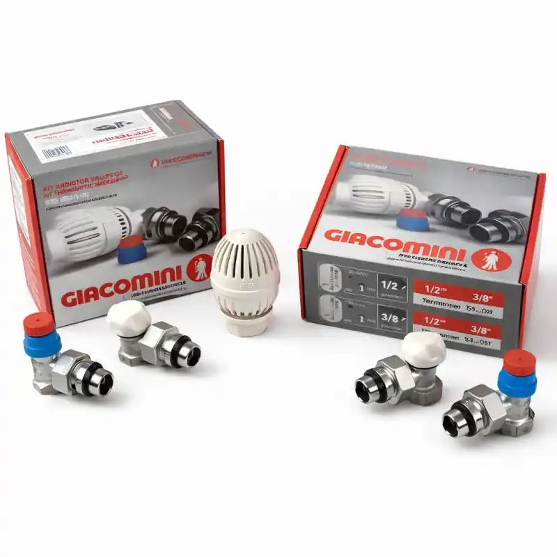 Kit de requalification d‘énergie de radiateur avec valve et support pour raccordement de tuyau en fer GIACOMINI R470FX