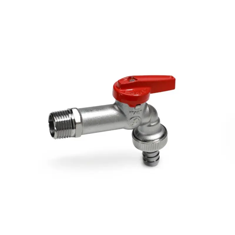 Robinet de jardin chromé avec raccord pour tuyau d‘arrosage GIACOMINI R619IX103