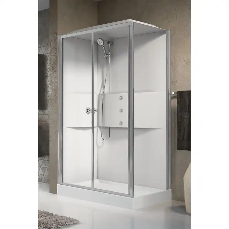 Cabine de douche multifonction asymétrique avec 1 porte coulissante Novellini Media 2.0 2P ME22P120T1F-1AB