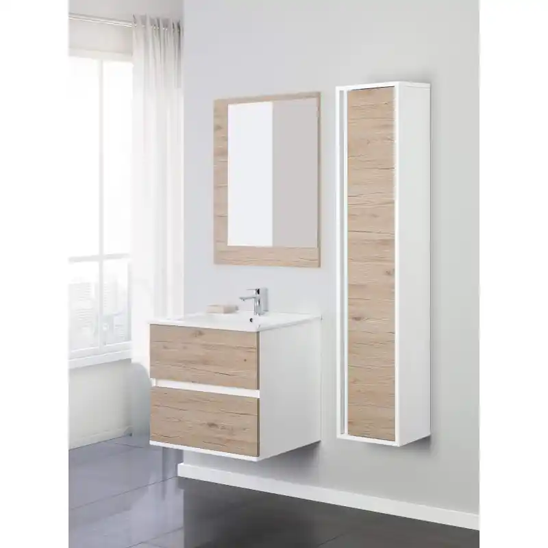 Meuble de salle de bain suspendu 60 cm couleur chêne Feridras Fabula 801009