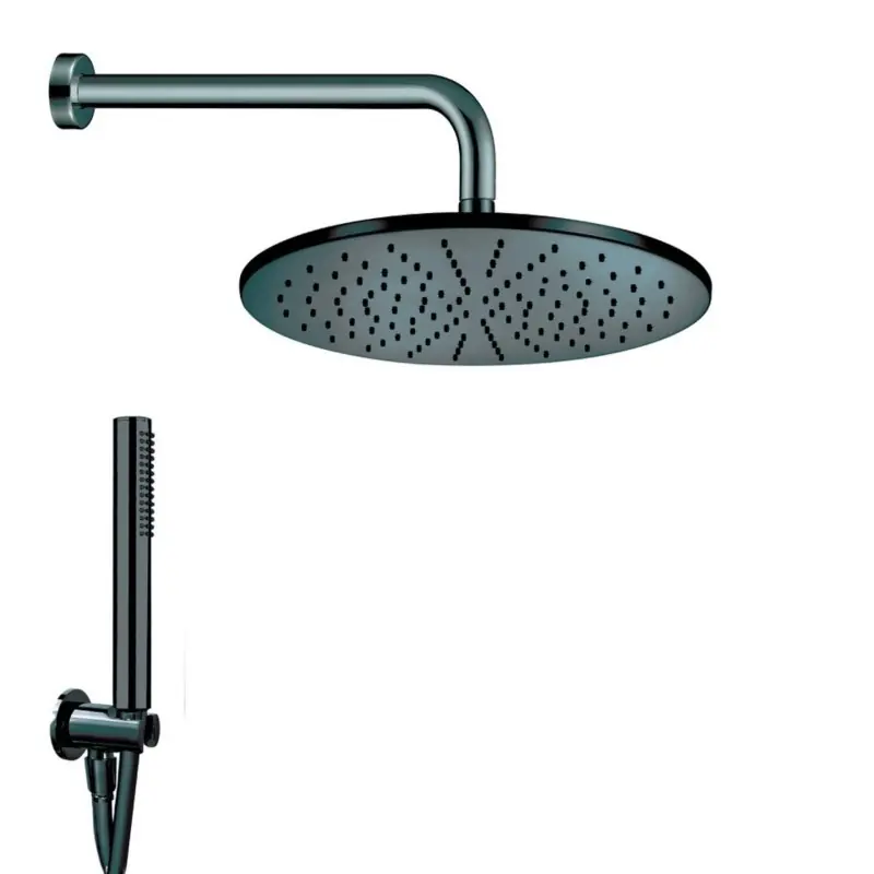 Kit de douche noir mat avec pomme de douche Ø200 mm Damast Class 15405