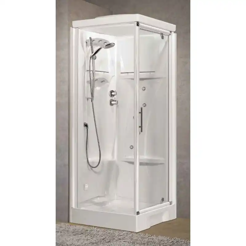 Cabine de douche multifonction version Hammam 80 x 80 ouvrant 1 porte battante New Holiday GF NNHGF80T19N-1D