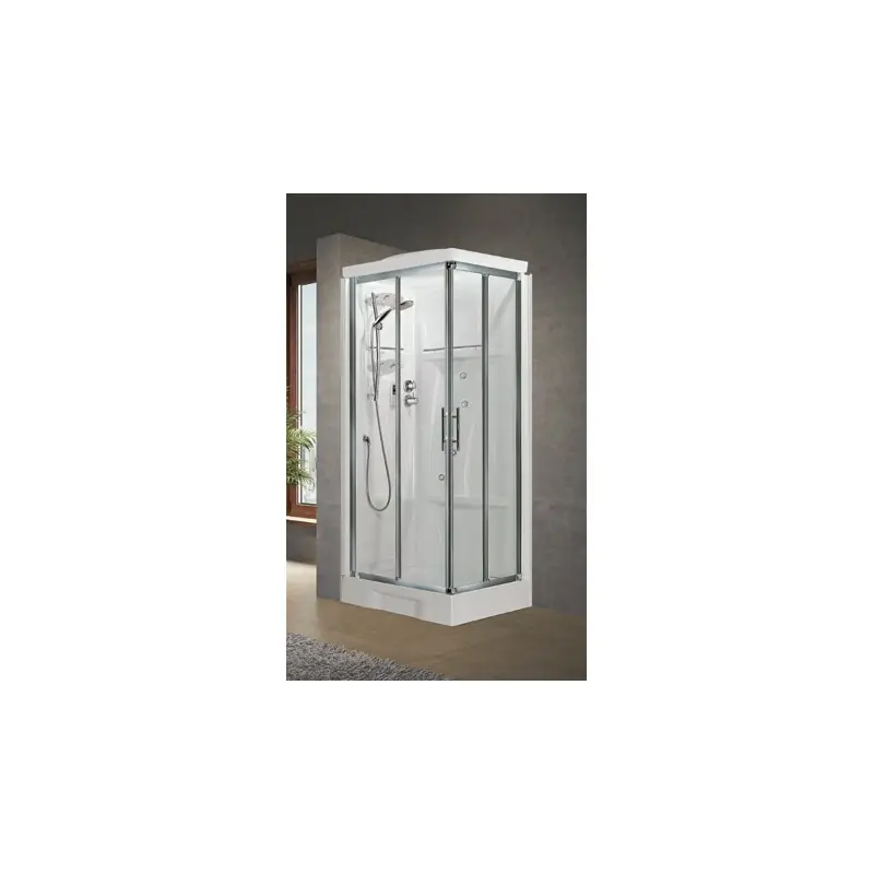Cabine de douche multifonction 80 x 80 version hydromassage 2 portes coulissantes Novellini New Holiday A NNHA80T19F-1B