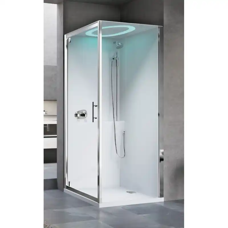 Cabine de douche multifonction 90 x 90 ouvrant 1 porte battante version standard Novellini Eon GF EONGF90TT-1AB