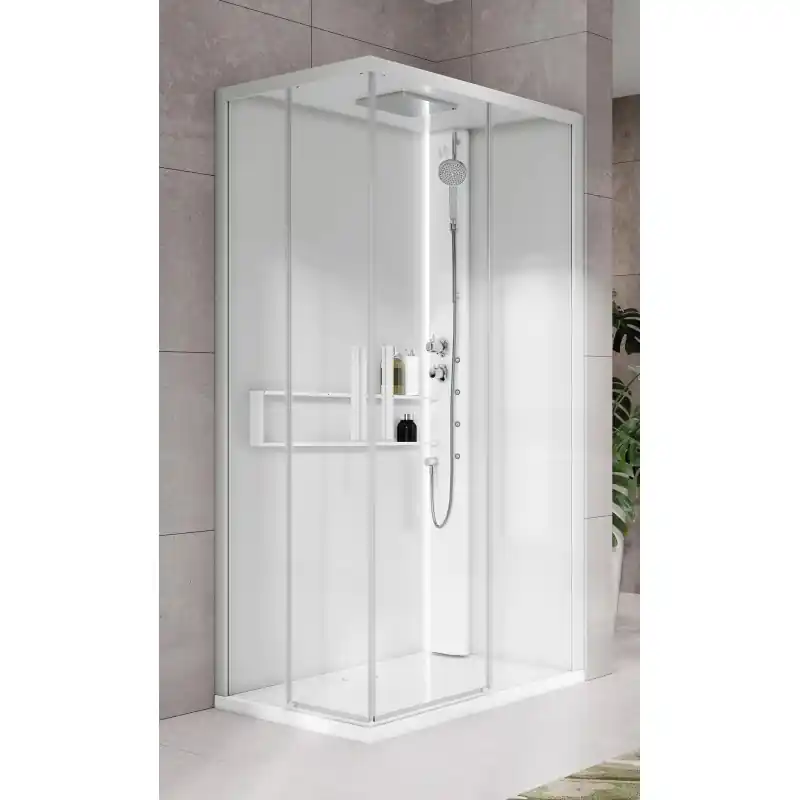 Cabine de douche 90 x 70 version droite avec hydromassage 2 portes coulissantes Novellini Glax 2 A G22A9070DT1-1UU