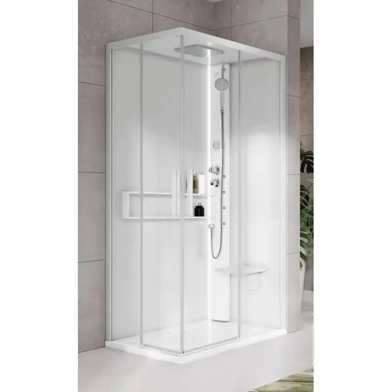 Cabine de douche multifonction 80 x 80 avec hydromassage plus 2 portes coulissantes Novellini Glax 2 A G22A80T1L-1UU