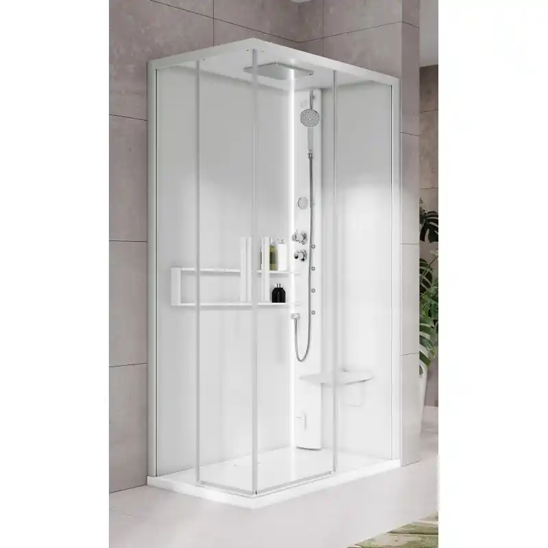 Cabine de douche 90 x 70 version droite, Hammam hydromassage 2 portes coulissantes Novellini Glax 2 A G22A9070DT5-1UU