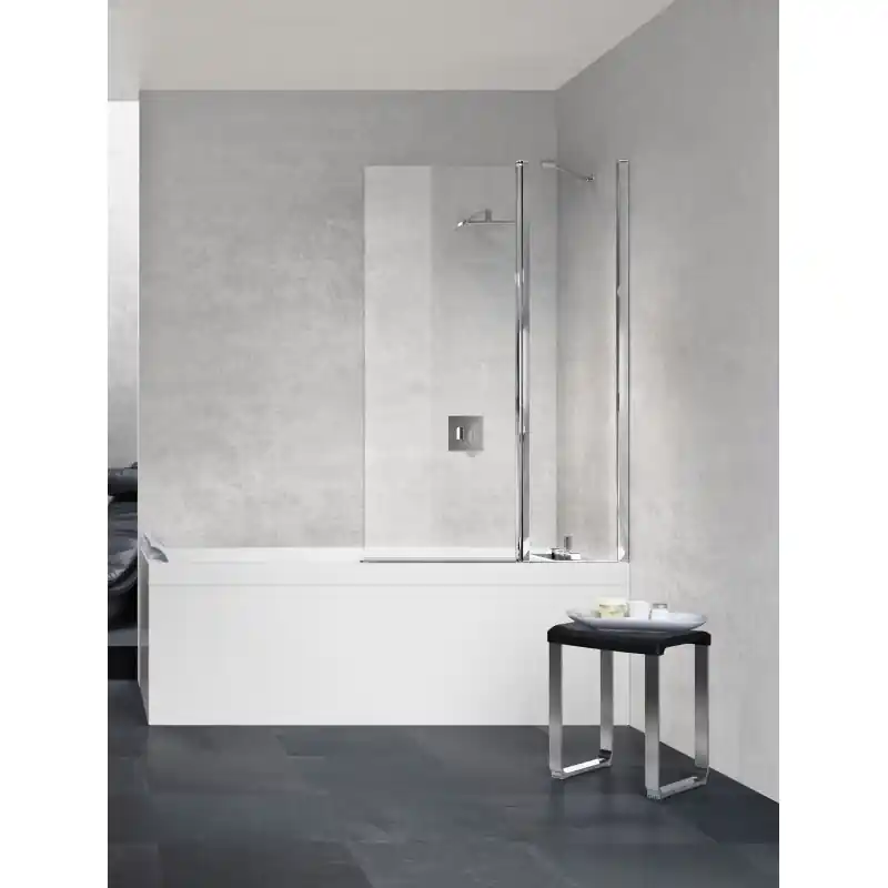 Pare-baignoire 1 porte fixe et 1 porte pivotante 180 ° avec barre d‘appui Novellini Young 3V