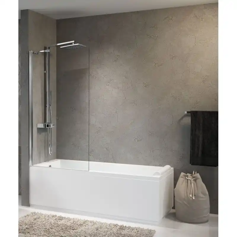 Pare-baignoire 1 porte fixe avec barre de support murale Novellini Aurora 5