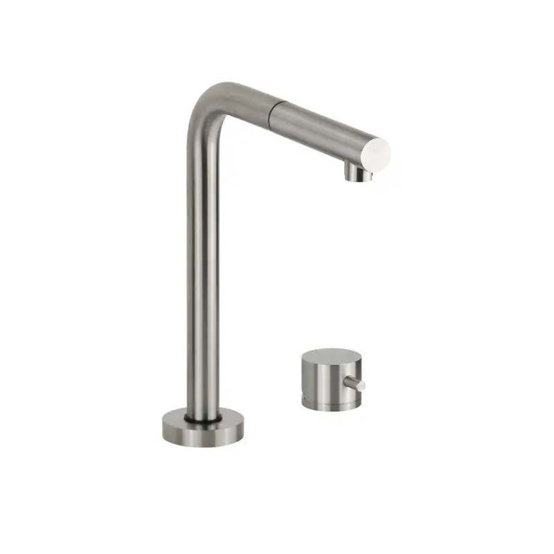 Mélangeur d‘évier de cuisine en acier inoxydable avec bec rabattable Quadro srl 443.12AS