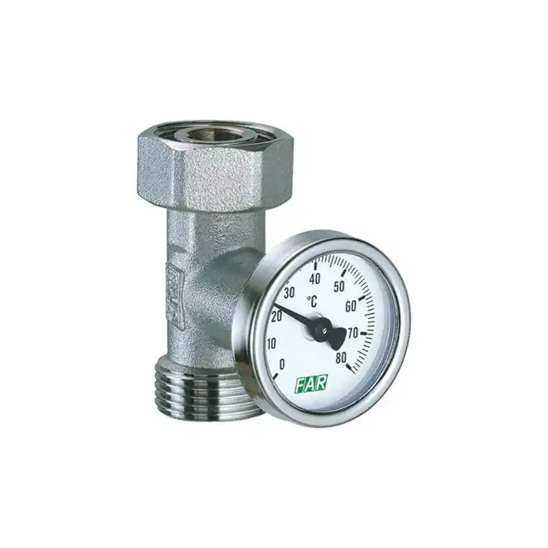 Porte-thermomètre chromé avec thermomètre bimétallique FAR 3433