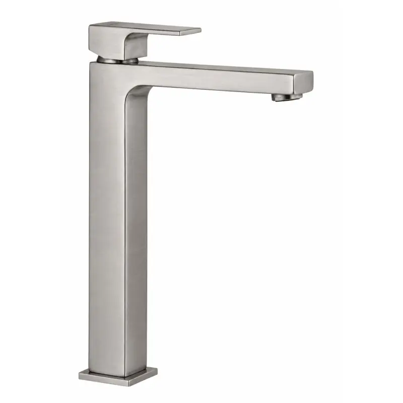Mélangeur de lavabo haut en laiton de couleur acier brossé Gattoni SQUARE 2584/25NS